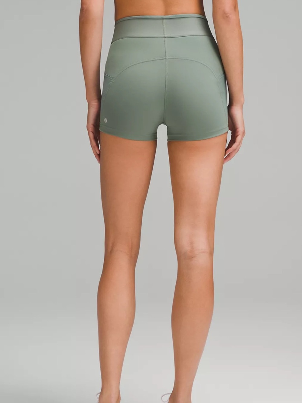 Lululemon NWT License to Train HR 2” Logo Shorts Womens Size 12 Grey Eucalyptus - Picture 2 of 10
